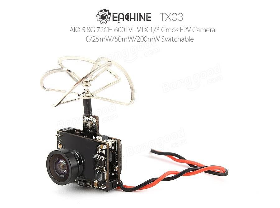 Eachine TX03 NTSC Super Mini 0/25mW/50mW/200mW Switchable AIO 5.8G 72CH VTX 600T