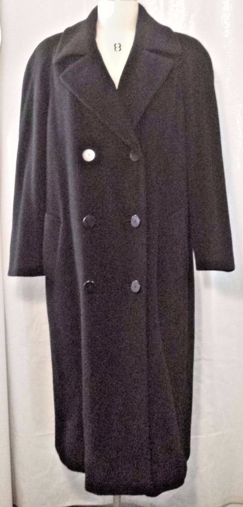 Vintage Regency 100% Cashmere Coat Black Size 6