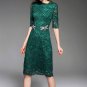Embroidery Nail Drill Dragonfly Slim Lace Dress Green