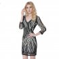 Black Sequin V Collar Slim Package Hip Dress