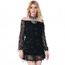 Sexy Chiffon Strapless Dress Sequins Black