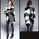 New Style Seven Quilted Length Contracted Ling Grid Warm Coat