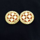 hand made round shape meena work  buttons with hot pink