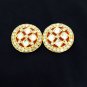 hand made round shape meena work  buttons with hot pink