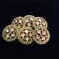 hand made round shape meena work  buttons with hot pink