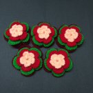 Shiny four layer multicolor  crochet flowers
