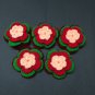 Shiny four layer multicolor crochet flowers