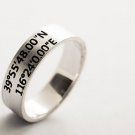 Handmade Custom Latitude Longitude Coordinates Location Ring in Sterling Silver