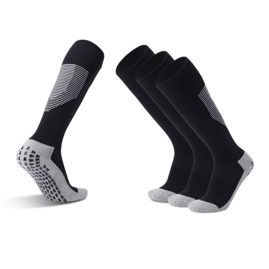 3 Pack Long Compression Tube Grip Socks Black