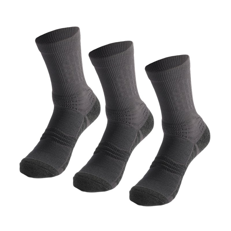 3 Pack Dim Gray Thick Cushioned Elite Socks Men's Sports Socks for Gym
