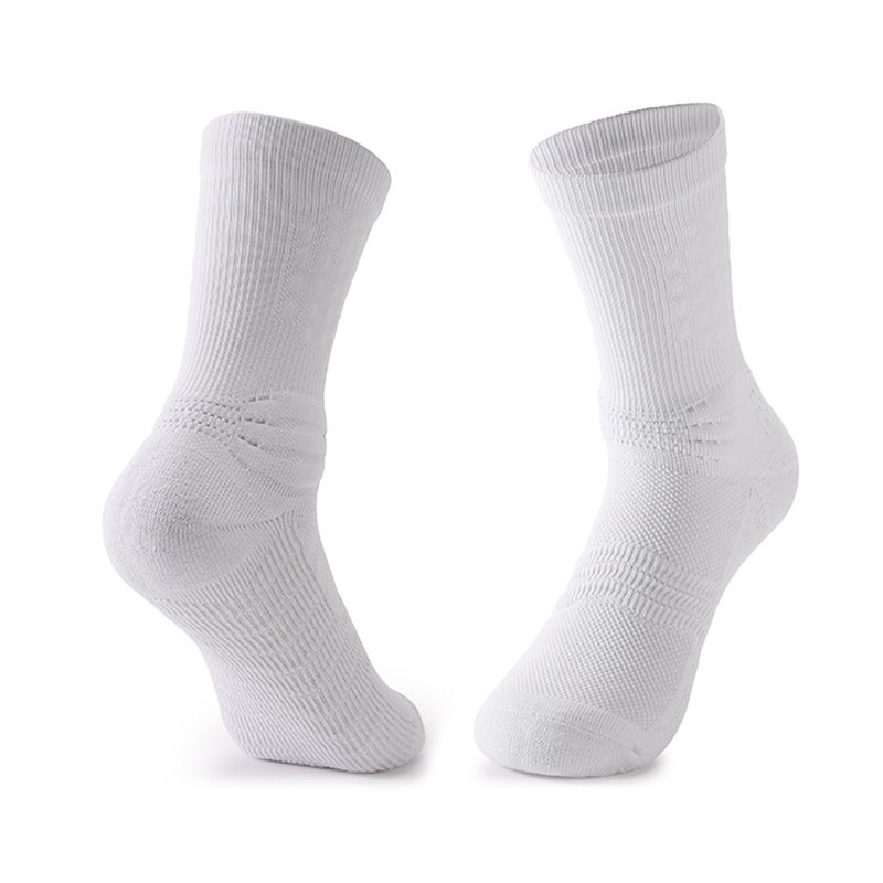Men's White Thick Cushioned Basketball Socks White