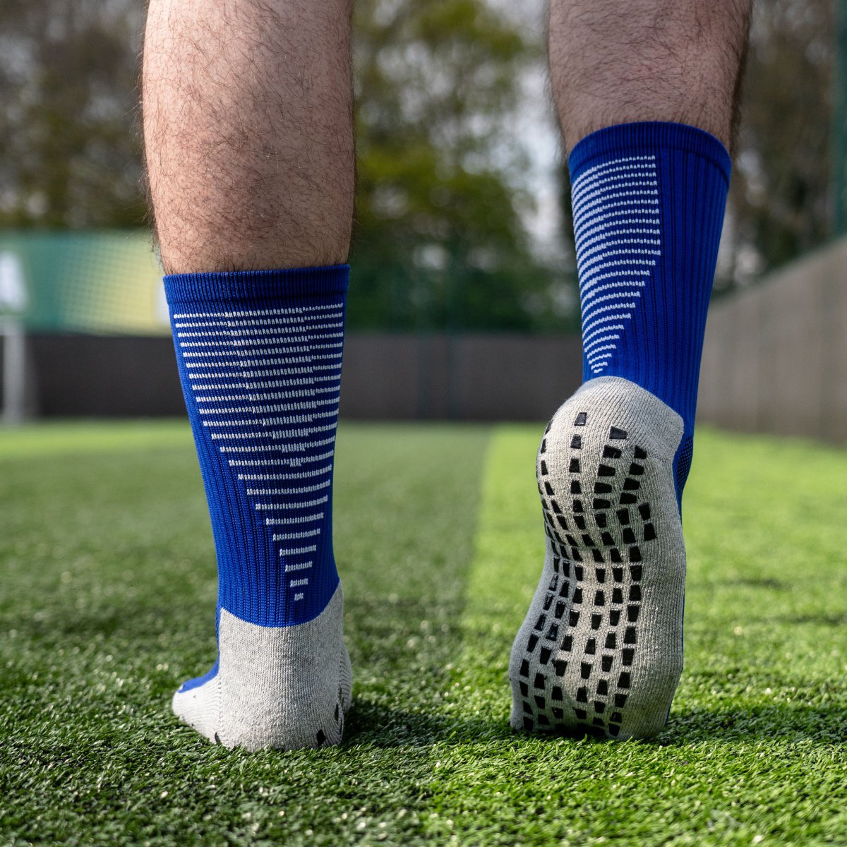 Men's Non Slip Blue Football Grip Socks for Training 3 Pairs Pack