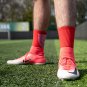 3 Pairs Men's Crew Length Anti Slip Football Grip Socks Red
