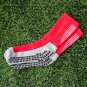 3 Pairs Men's Crew Length Anti Slip Football Grip Socks Red