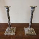 Antique English 19th century pair silver plated candlesticks in Georgian style