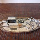 Old Sheffield/close plate wick trimmer and snuffer tray antique English