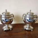 Old Sheffield Plate pair of urns & covers antique English 18th century Georgian