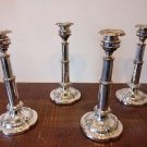 Old Sheffield Plate set of 4 telescopic quatrefoil candlesticks antique English