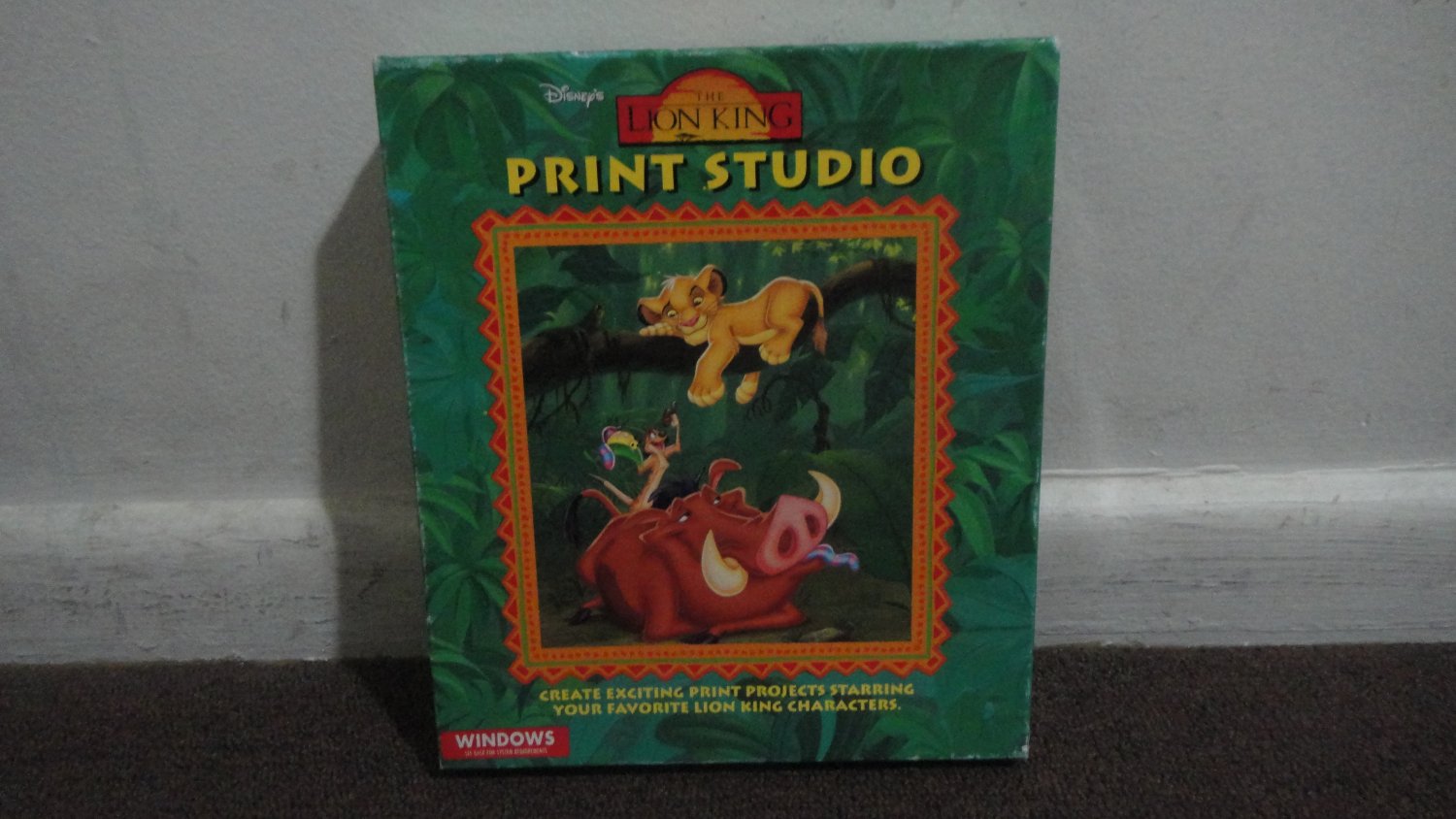DISNEY'S The Lion King Print Studio Windows 3.1. 3.5" HD, in big retail box. LOOK!