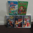 Lot of 5 WALT DISNEY Family Films VHS Tapes - The Rescuers - Robin Hood + More!