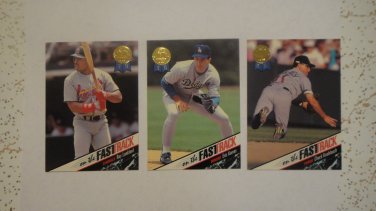 1993 Leaf Baseball Cards. 3 Cards from the insert set of "ON THE FASTTRACK"..LOOK!!!