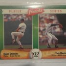 1992 French's Baseball Cards Sealed Hangtag Pack, 3 Cards Clemens/Glavine on top