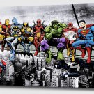 Marvel and DC Superheroes Lunch Atop A Skyscraper - Mounted Canvas (Various Sizes)