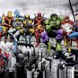 Marvel and DC Superheroes Lunch Atop A Skyscraper - Mounted Canvas (Various Sizes)