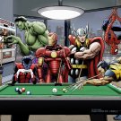Afterhours - Superheroes Play Pool  Art Print  (various sizes)