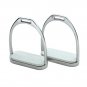 Fillis Stirrup Irons Pair White Rubber Pad 4 3/4" Inch Stainless Steel NEW