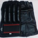 Leather Cut Finger Bag Mitts MMA Gloves Black NEW