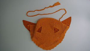NEW Equestrian Crochet Breathable Cotton Horse Ear Net Orange