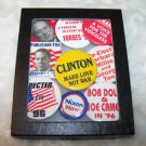 (9) Collectible Political Pins 1992, 1996 Presidential Candidates Election, Case