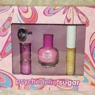 Psychedelic SUGAR 3pc Set Plus Mood Ring Lipstick, Gloss, Shimmer Powder NEW