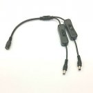 Black Inline Rocker Switch - 2.1mm input/Twin Switched 2.1mm outputs - LED Strip