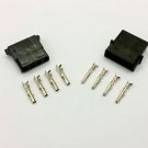 MALE & FEMALE 4 PIN MOLEX PC PSU POWER CONNECTORS - 1 OF EACH- BLACK INC PINS