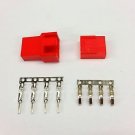 MALE & FEMALE 4 PIN PC FAN LED POWER CONNECTORS - 5 OF EACH- RED INC PINS