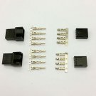 MALE & FEMALE 4 PIN PC FAN LED POWER CONNECTORS - 2 OF EACH- BLACK INC PINS