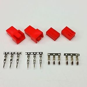 MALE & FEMALE 3 PIN PC FAN LED POWER CONNECTORS - 2 OF EACH- RED INC PINS