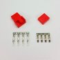 MALE & FEMALE 4 PIN PC FAN LED POWER CONNECTORS - 1 OF EACH- RED INC PINS