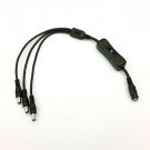 Black Inline Rocker Switch - Single 2.1mm input/Triple 2.1mm outputs - LED Strip