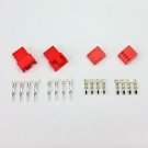 MALE & FEMALE 4 PIN PC FAN LED POWER CONNECTORS - 2 OF EACH- RED INC PINS