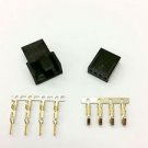 MALE & FEMALE 4 PIN PC FAN LED POWER CONNECTORS - 10 OF EACH- BLACK INC PINS
