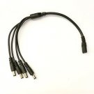 DC BLACK CABLE LV POWER QUAD SPLITTER 2.1MM - 1 x FEMALE IN/4 x MALE OUT
