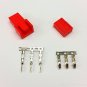 MALE & FEMALE 3 PIN PC FAN LED POWER CONNECTORS - 1 OF EACH- RED INC PINS