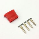 PK OF 5 FEMALE 4 PIN MOLEX PC PSU POWER SUPPLY CONNECTOR - DARK RED INC PINS