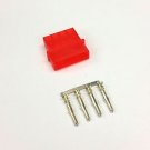 PK OF 5 - MALE 4 PIN MOLEX PC PSU POWER SUPPLY CONNECTOR - RED INC PINS