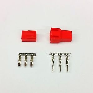 MALE & FEMALE 3 PIN PC FAN LED POWER CONNECTORS - 5 OF EACH- RED INC PINS