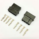 PK OF 2 - MALE 4 PIN MOLEX PC PSU POWER SUPPLY CONNECTOR - BLACK INC PINS