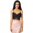 newest design women sexy lace eyelash printing sheer zipper bra tops